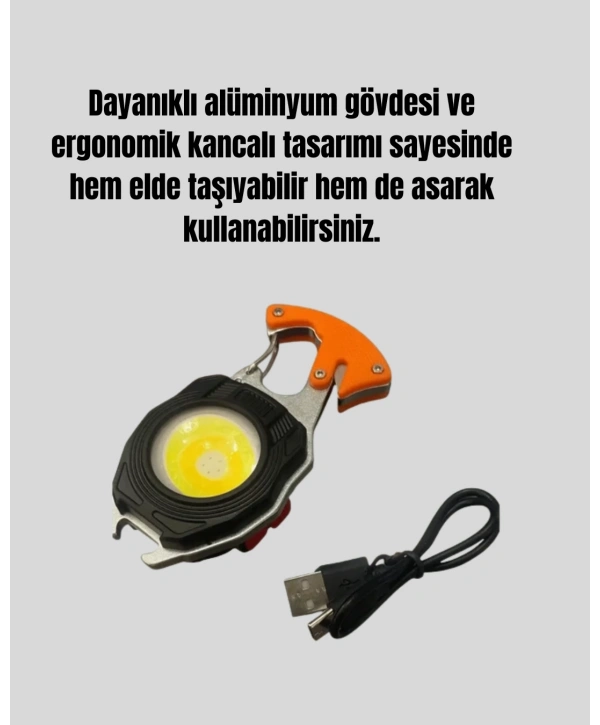 USB Şarjlı Mini LED Anahtarlık Fener
