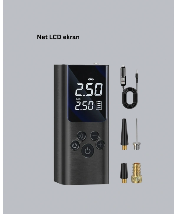 USB Şarjlı Taşınabilir Hava Kompresörü Dijital Ekranlı