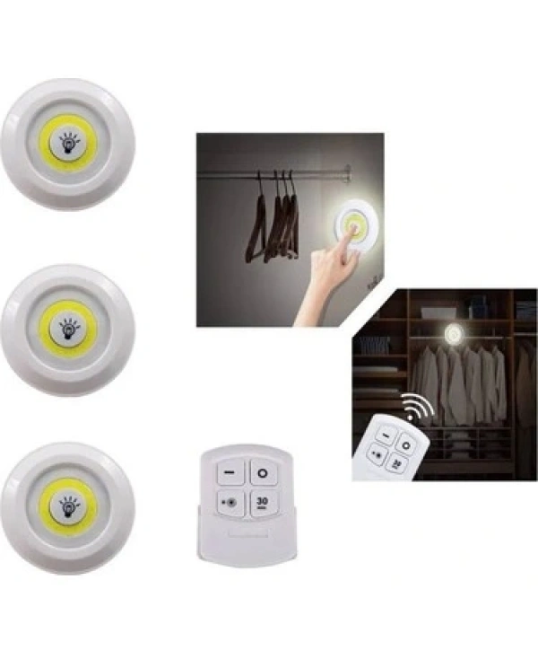 Uzaktan Kumandalı Yapışkanlı 3’lü Led Spot Lamba (5047)