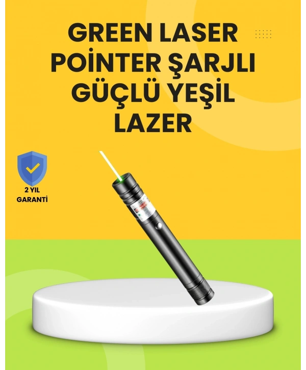 Uzun Mesafe Görünürlüklü Yeşil Lazer Pointer Şarjlı