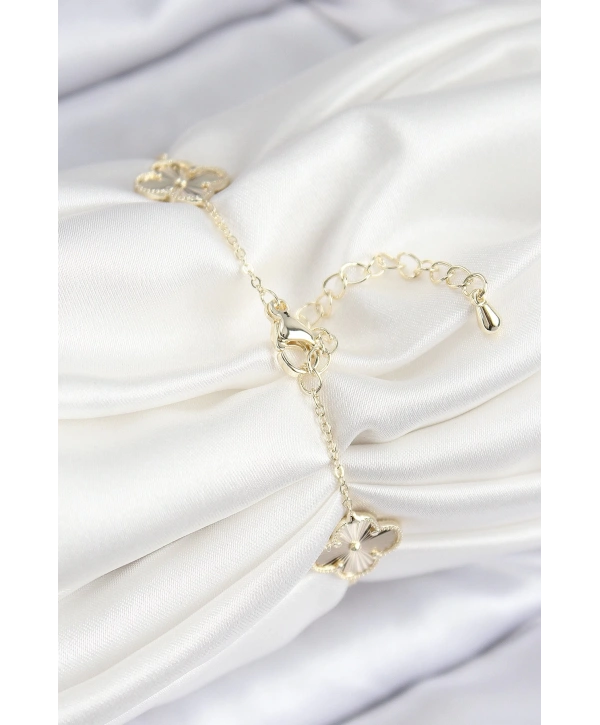 VIP Pirinç Yonca Model Gold Renk Kadın Bileklik