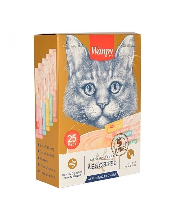 Wanpy Karışık Sıvı Kedi Ödül Maması 25x14 Gr