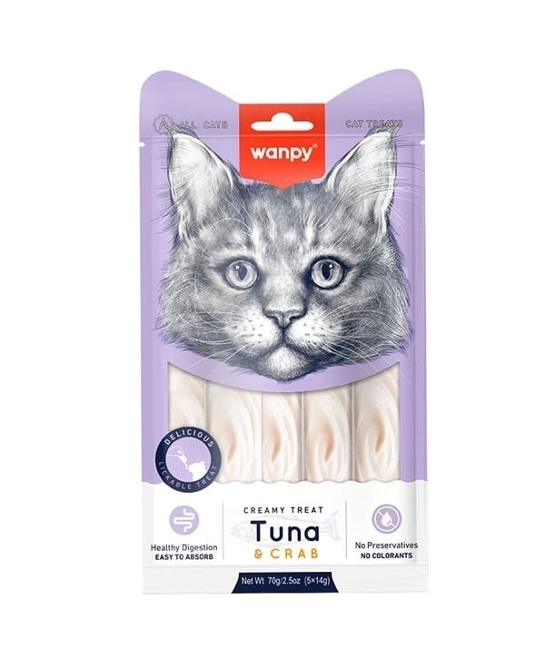Wanpy Krema Ton Balık ve Yengeçli Kedi Ödül Maması 5 Adet 14 Gr