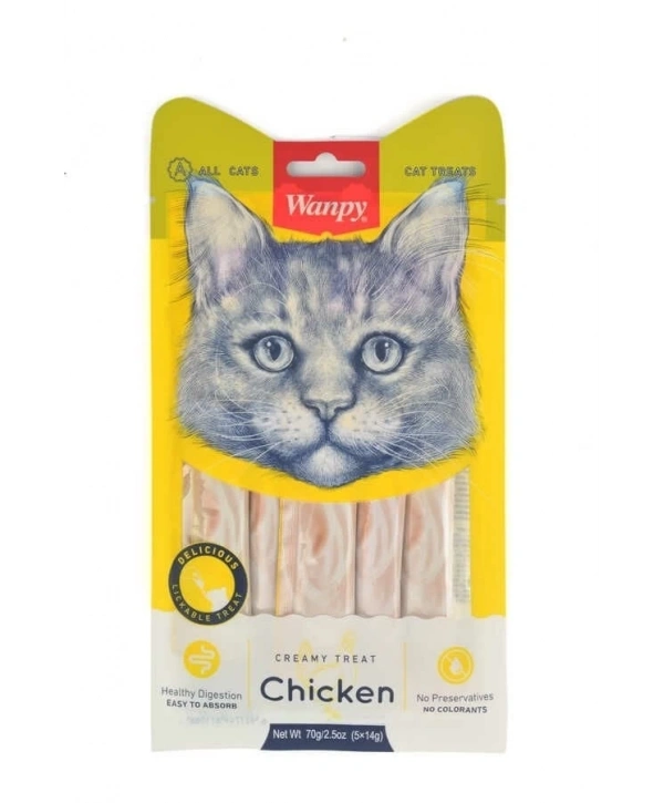 Wanpy Tavuklu Sıvı Kedi Ödül Maması 5x14 Gr