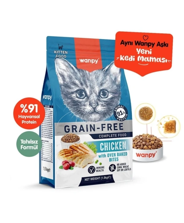 Wanpy Tavuklu Tahılsız Yavru Kedi Maması 1.5 Kg