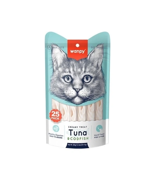 Wanpy Ton ve Morina Balıklı Sıvı Kedi Ödülü 14 Gr 25 Adet