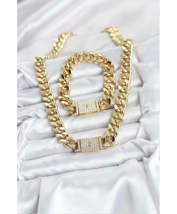 Xuping Gurmet Gold Renk Kolye ve Bileklik Seti