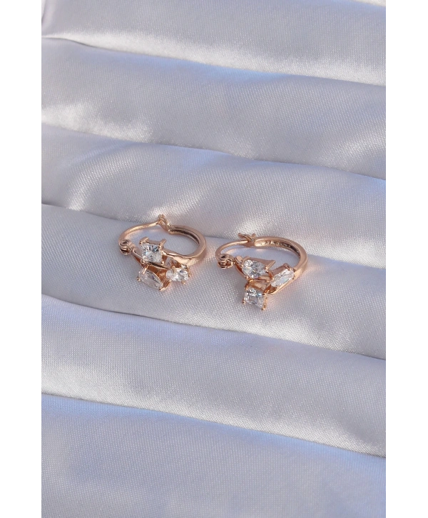 XUPİNG Rose Renk Zirkon Taşlı Halka Küpe