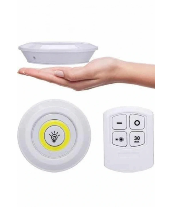 Yapışkanlı 3lü Spot Led Işık Lamba Montajsız Pilli Uzaktan Kumandalı