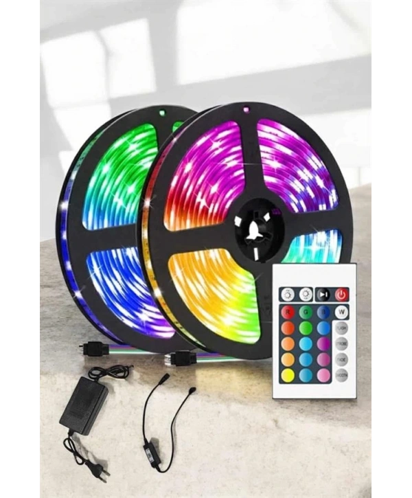 Yeni Nesil RGB Işıklı 10Metre Şerit Led Kumandalı Şarj Edilebilir