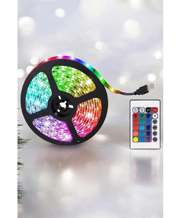 Yeni Nesil RGB Işıklı 10Metre Şerit Led Kumandalı Şarj Edilebilir