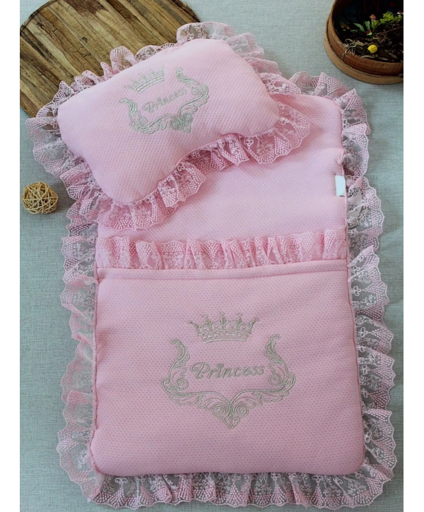 Yenidoğan Sahra Taç Nakışlı Trilüks 2li Alt Açma Seti