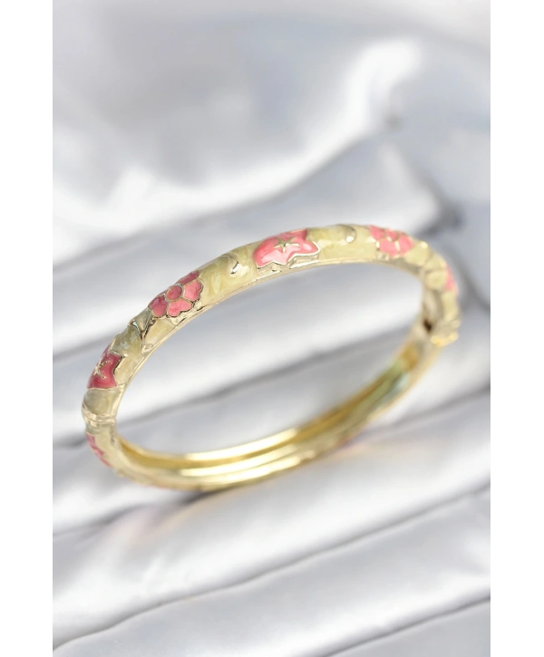 Yeşil Krem Renk Detaylı Mineli Kelepçe