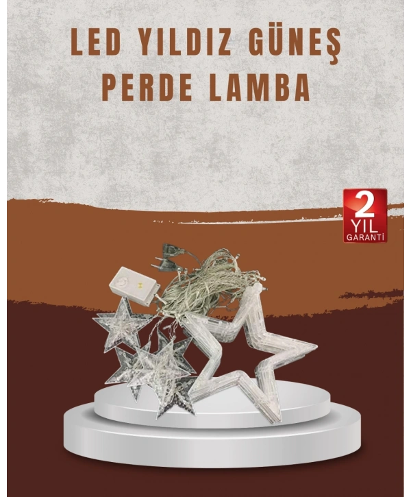 Yıldız Desenli Perde Tipi Peri Led 3x3 Metre Aydınlatma