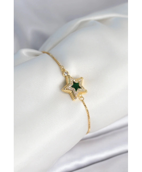 Yıldız Model Asansörlü Gold Renk Kadın Bileklik