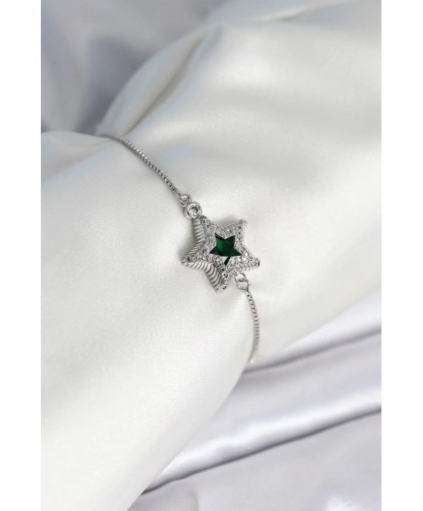 Yıldız Model Asansörlü Gümüş Renk Kadın Bileklik