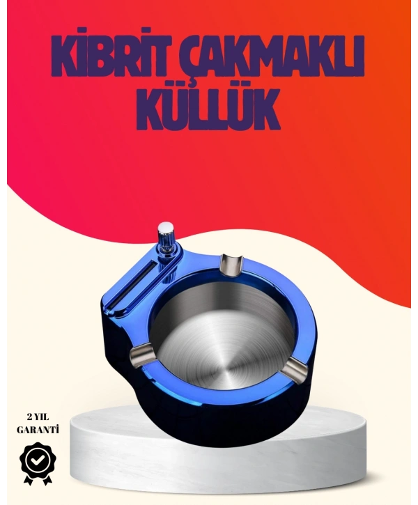 Yuvarlak Metal Küllük Çakmak Entegreli Dayanıklı Yapı