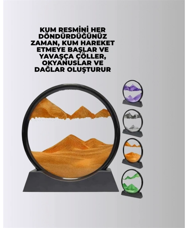 Zihin Açıcı Kum Manzarası – 3D Dinamik Kum Tablosu, Dekoratif, Dönüştükçe Yenilenen Sakinleştirici Sanat Eseri