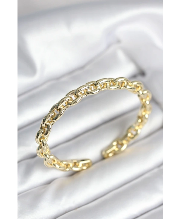 Zincir Model Gold Renk Pirinç Kadın Bileklik