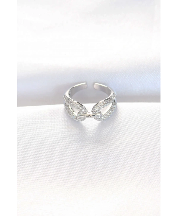 Zirkon Taşlı Silver Renk Ayarlanabilir Yüzük