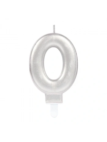 0 Rakam Mum Gümüş Renk (5047)