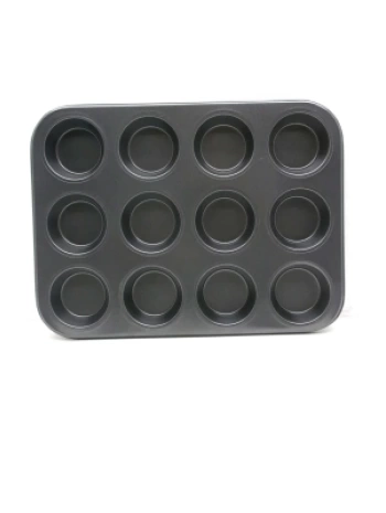 12 GÖZLÜ METAL - SİYAH DÜZ MUFFIN KALIP (5047)