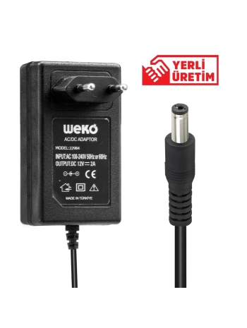 12 VOLT - 2 AMPER 5.5*2.1 UÇLU PLASTİK KASA PRİZ TİPİ ADAPTÖR (5047)