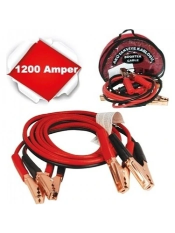1200 AMPER AKÜ TAKVİYE KABLOSU 1.63MT - PENCERELİ BEZ ÇANTALI (5047)