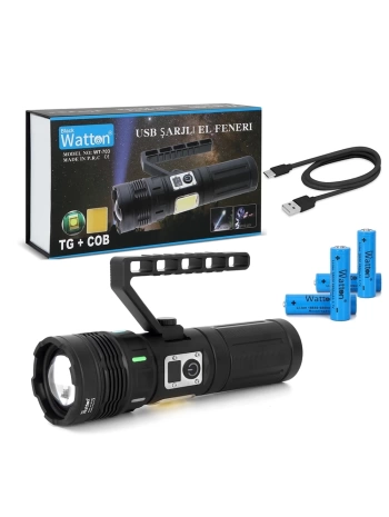 15.000 Lümen Tg+cob Led Şarjlı El Feneri  Wt-703