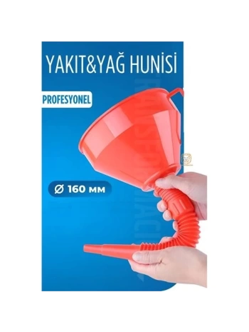 16 Cm Çap Büyük Huni Süzgeçli Yakıt Yağ Hunisi Jeneratör Hunisi