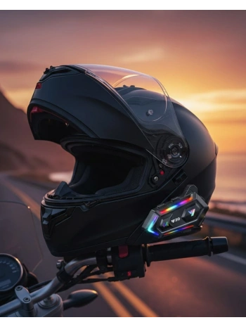 16 Mod RGB Işıklı Motosiklet Intercom Çift Telefon Destekli