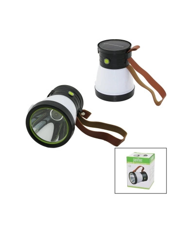 2İN 15W+360°SMDEL FENERİ SOLAR- USB ŞARJ POWERBANK 500LM IŞIK AYARI FLAŞÖR SUNİ DERİ KULP PT-8151 (5047)