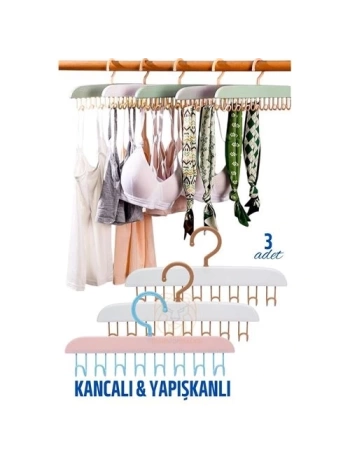 3 LÜ Sütyen Askısı Dolap İçi Şal Kravat Kemer Çanta Askısı