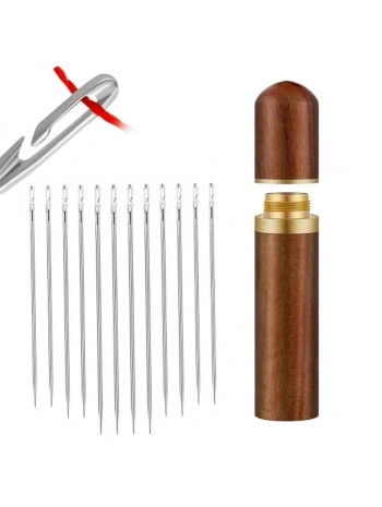 30 Adet İğneli Ahşap Kutulu Dikiş İğne Seti (5047)