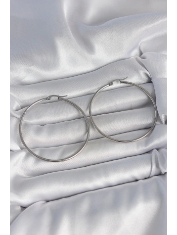 316 Çelik Gümüş Renk 53 mm Halka Model Kadın Küpe