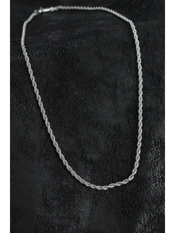 316L Çelik Burgu Zincir Model Gümüş Renk Erkek Kolye