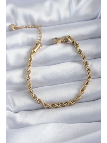 316L Çelik Gold Renk Burgu Model Kadın Bileklik