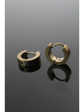 316L Çelik Gold Renk Halka Model Çift Küpe
