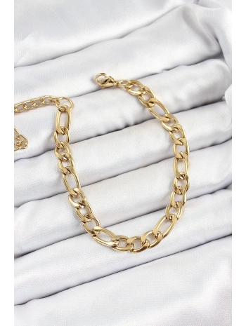 316L Çelik Gold Renk Kalın Zincir Erkek Bileklik