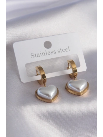 316L Çelik Gold Renk Kalp Model Kadın Küpe