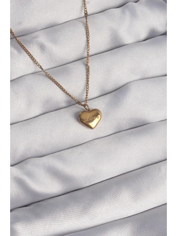 316L Çelik Gold Renk Kalp Model Love Kolye