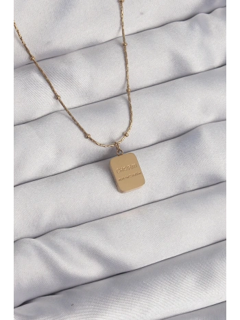 316L Çelik Gold Renk Kare Charm Model Kolye