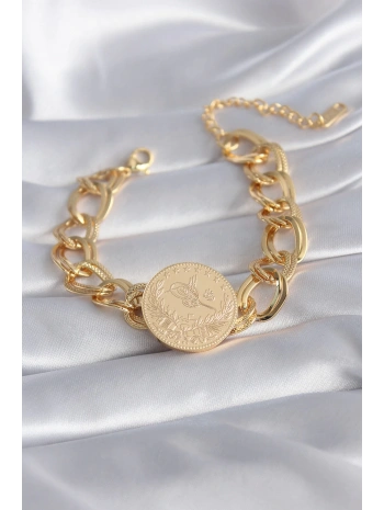316L Çelik Gold Renk Reşat Altın Model Samanyolu Kadın Bileklik