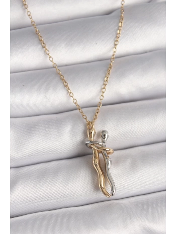 316L Çelik Gold Renk Zincir Renkli Sarılma Model Kadın Kolye - TJ-BKO9765