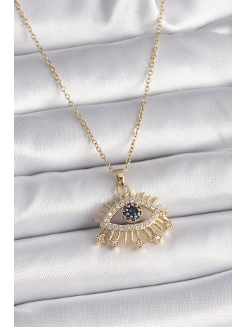 316L Çelik Gold Renk Zincir Zirkon Taşlı Göz Model Kadın Yüzük