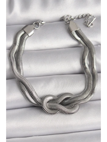 316L Çelik Gümüş Renk Düğüm Model Kadın Bileklik