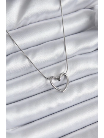 316L Çelik Gümüş Renk Kalp Model Kadın Kolye