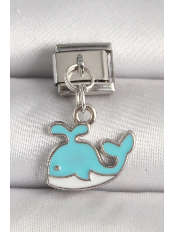 316L Çelik Gümüş Renk Mavi Balina Model Nomination Charm