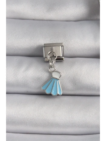 316L Çelik Gümüş Renk Mavi Renk Sallantı Elbise Model Nomination Charm