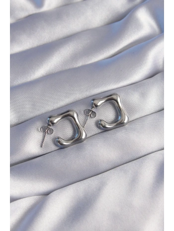 316L Çelik Gümüş Renk Minimal Bubble Küpe